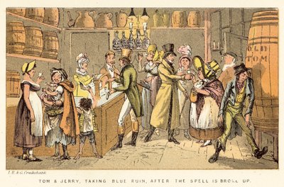 Tom en Jerry, nemen Blue Ruin, nadat de betovering is verbroken door Isaac, Robert and George Cruikshank