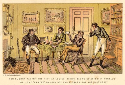Tom en Jerry nemen de hint bij Logics opgeblazen worden bij Point Nonplus of, lang gezocht door John door Isaac, Robert and George Cruikshank