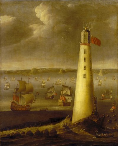 Eddystone vuurtoren, voor de kust van Devon (Engeland) door Isaac Sailmaker