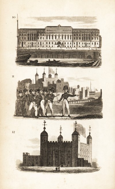 Het Douanehuis, de Persbende en de Tower of London door Isaac Taylor