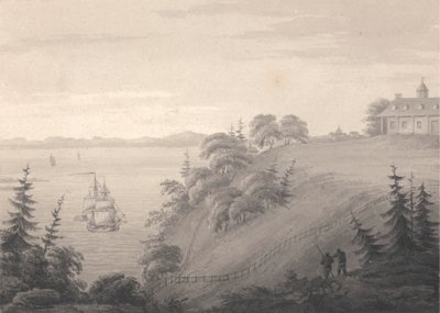 Uitzicht op Mount Vernon, de residentie van generaal Washington door Isaac Weld