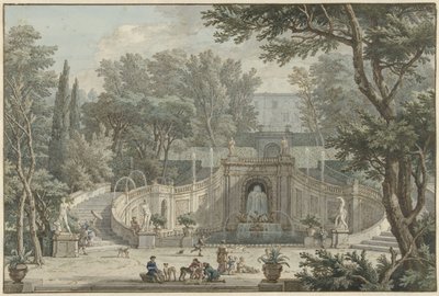 Gezicht in de tuin van de Villa d’Este in Tivoli door Isaac de Moucheron