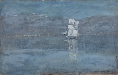 Landschap met een zeilboot, eind jaren 1890 door Isaak Ilyich Levitan
