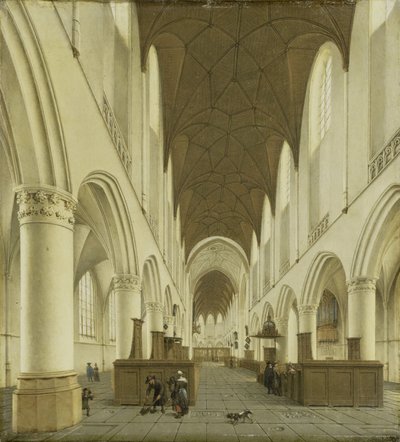 Het interieur van de Sint-Bavokerk in Haarlem door Isaak Nickelen