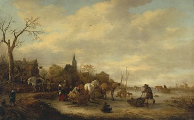 Winterscène door Isack van Ostade