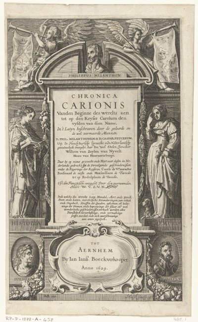 Titelpagina voor Chronica Carionis van P. Melanchthon door Isaeck van Aelst