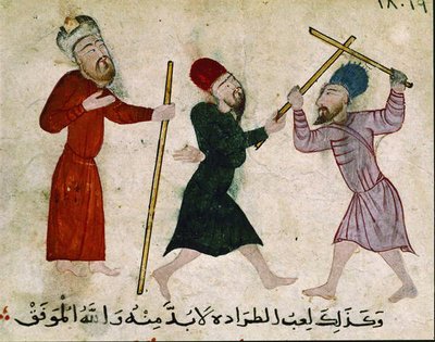 Mannen in Duel, uit Oud Caïro (Fostat), 910-1171 door Islamic School