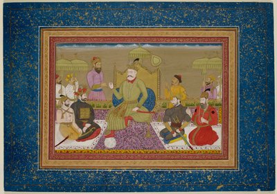 Yusuf Adil Shah op de troon met de volgende vier monarchen van Bijapur, c.1750 door Islamic School