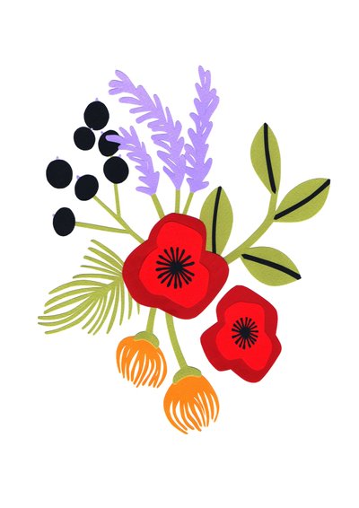 Klaprozen, 2015 (gesneden papier) door Isobel Barber