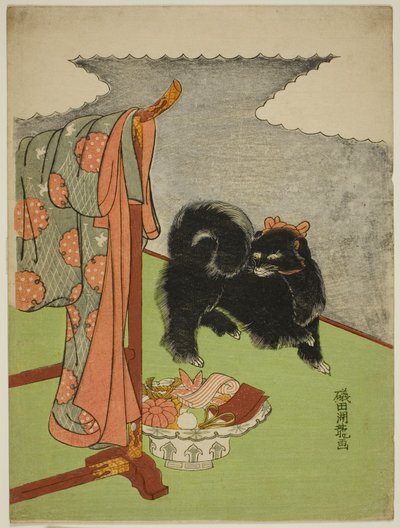 Zwarte Hond door Isoda Koryusai