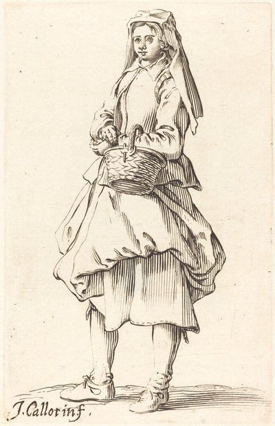 Boerin met Mand, Naar Links Gekeerd door Israel Henriet after Jacques Callot