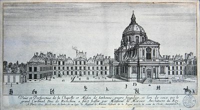 Uitzicht op de Kapel en Maison de Sorbonne (gravure) door Israel the Younger Silvestre