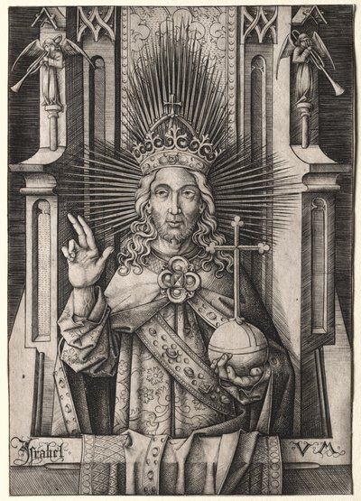Christus de Verlosser (Salvator Mundi) door Israhel van Meckenem