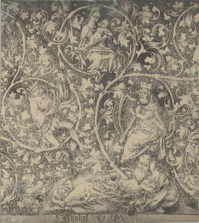Ornamentale gravure met de boom van Jesse door Israhel van Meckenem