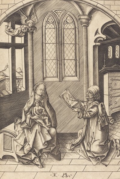 Sint Lucas Tekent een Portret van de Maagd door Israhel van Meckenem