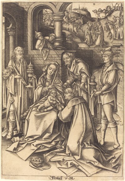 De Aanbidding der Wijzen door Israhel van Meckenem after Hans Holbein the Elder