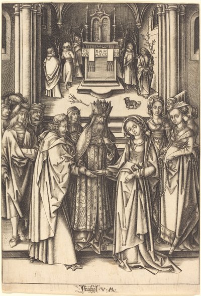 Het huwelijk van de Maagd door Israhel van Meckenem after Hans Holbein the Elder