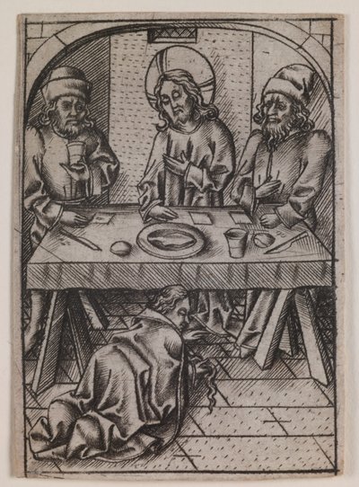 Maria Magdalena wast de voeten van Christus, ca. 1500 (gravure) door Israhel van the younger Meckenem