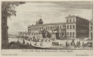 Gezicht op het Piazza di Montecavallo door Israël Silvestre