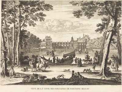 Uitzicht op de Fonteinenhof van Fontainebleau door Israël Silvestre