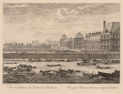Vue du palais et des jardins des Tuileries, du côté du quai, 1670 door Israël Silvestre