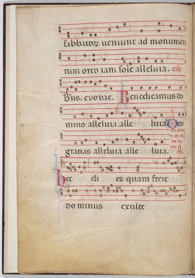 Blad 4 van een antifonale fragment (verso) door Italian 13th Century