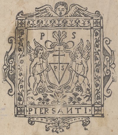 Twee Putti met Schild Ingeschreven Pier Santi door Italian 16th Century