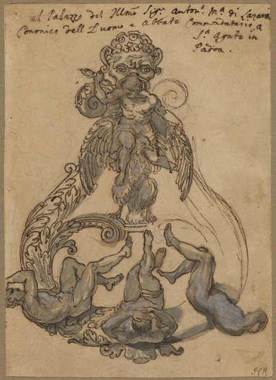 Deurklopper met Zeus die reuzen overwint door Italian 17th Century or Italian 18th Century