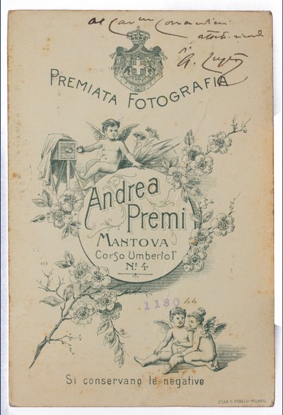 Achterkant van de ansichtkaart met de schilder Albano Lugli door Italian Photographer