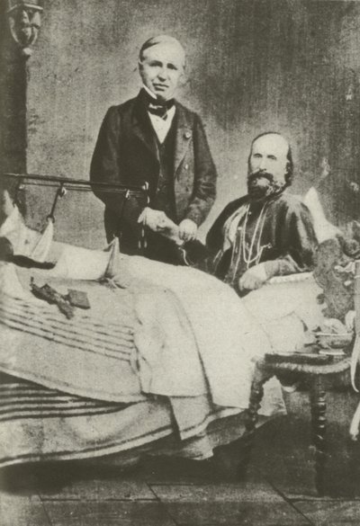 Garibaldi, gewond in de strijd, met zijn dokter door Italian Photographer