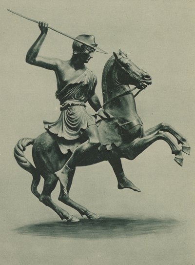 Romeins beeld van een Amazone te paard, gevonden in Herculaneum (z/w foto) door Italian Photographer