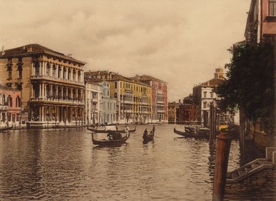 Venezia / Venetië: Canal Grande e Palazzo Browning (ingekleurde foto) door Italian Photographer