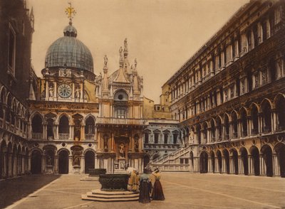 Venetië / Venice: Binnenplaats van het Dogenpaleis (ingekleurde foto) door Italian Photographer