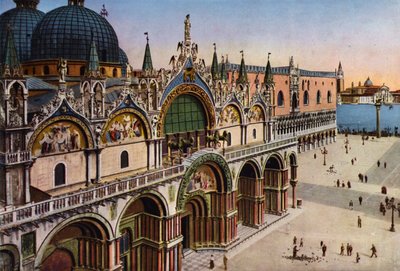 Venezia / Venetië: gevel van de basiliek gezien vanaf de Torre dell
