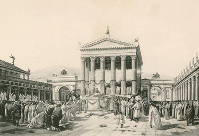Een offer aan Jupiter in het civiele forum (gravure) door Italian School