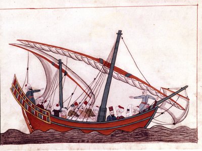 Een Turkse boot. Miniatuur uit "Turkse Herinneringen" (codex Cicogna 1971 "Memorie Turchesche") Aquarel uit de 17e eeuwse Venetiaanse school. door Italian School