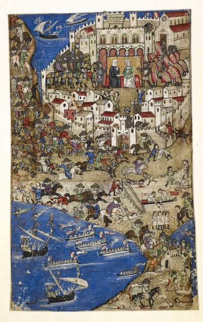 Verovering van Tripoli in Syrië door de sultan van Egypte in 1288, uit Verhandeling over de ondeugden door Italian School