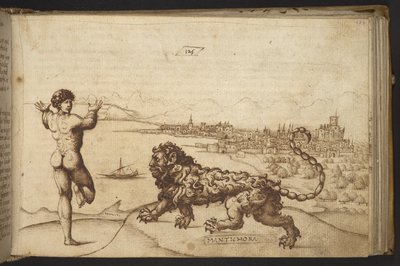 Menselijke figuur en een wezen (