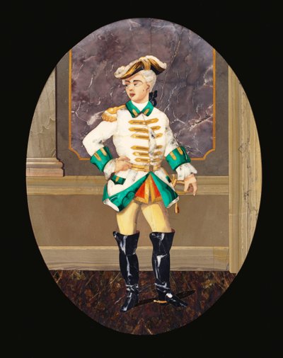 Een Italiaans pietre dure paneel met een heer door Italian School