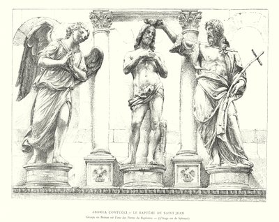 Andrea Contucci, De Doop van Sint Jan, Bronzen Groep op een van de Deuren van de Doopkapel, De Engel is van Spinazzi (gravure) door Italian School