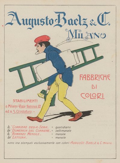 Augusto Baelz  C (kleurenlitho) door Italian School