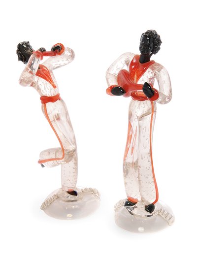 Blackamoor minstreel Figuren, c.1938 (glas) door Italian School