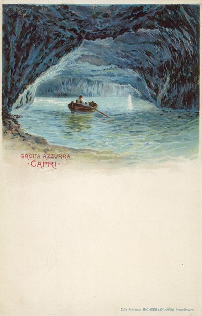 Blauwe grot, Capri (kleurenlitho) door Italian School