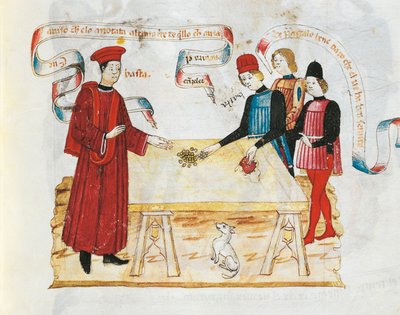 Omkoping van een rechter miniatuur uit het Boek van Privileges, manuscript, Italië 15e eeuw door Italian School