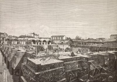 Cisterne van het nieuwe aquaduct in Venetië, Italië, gravure naar tekening van Gussoni, uit L