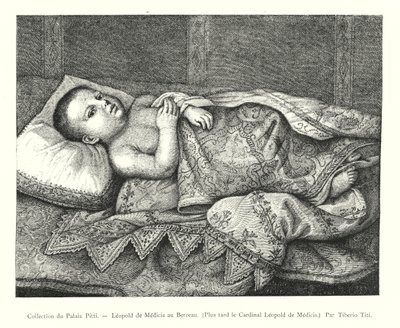 Collectie van het Pitti Paleis, Leopold de Medici in de wieg, later kardinaal Leopold de Medici, door Tiberio Titi (gravure) door Italian School