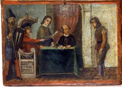 Veroordeling van een burger in aanwezigheid van de rechter en stadsvertegenwoordigers 1273. Nationaal Archief, Siena. door Italian School