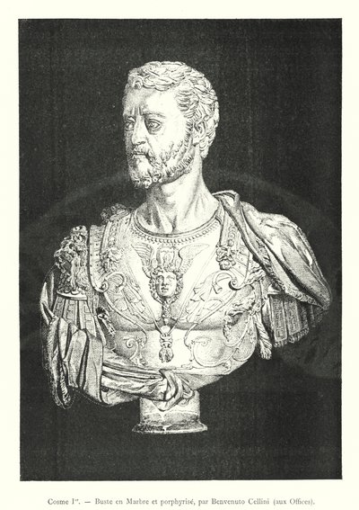 Cosme I, Marmeren en porfier Buste, door Benvenuto Cellini, in de Uffizi door Italian School