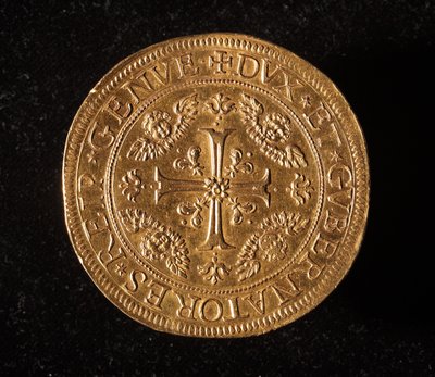 Munt van de Republiek Genua: 25 gouden doppie munt. Diam. 52,5 mm. 1694. Voorzijde. Genua Musei di Strada Nuova (inv. 6457) door Italian School