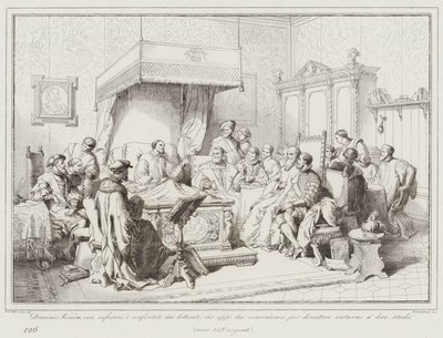 Domenico Veniero, ziek geworden, wordt getroost door de geleerden die bij hem bijeenkwamen door Italian School